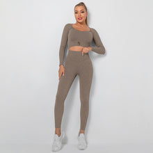 Load image into Gallery viewer, Canvas Dark Tan Yoga Set
